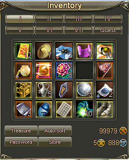 Bag inventory window