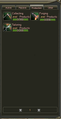 Crafting skills window