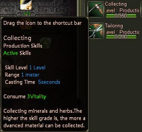Collecting skill tooltip