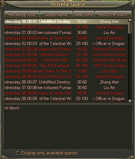 Activity quest list